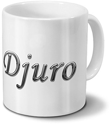 printplanet Tasse mit Namen Greg - Motiv Chrom-Schriftzug - Namenstasse, Kaffeebecher, Mug, Becher, Kaffeetasse - Farbe Weiß
