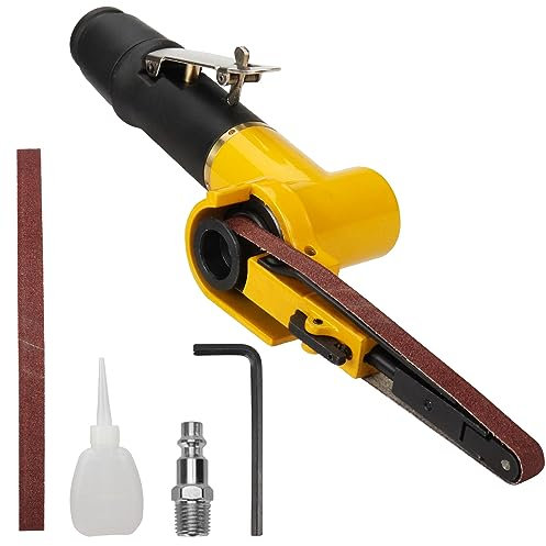 SI FANG Mini-Luftbandschleifer mit 2 Schleifbändern (10 mm x 330 mm), pneumatischer Werkzeugschleifer, Bandschleifer für Metallbearbeitung, Schweißentfernung, Mischen, Konturschleifen, Finishing