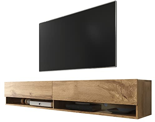 Selsey Wander Meuble TV, Effet Chêne Wotan, 140 x 32,5 x 30