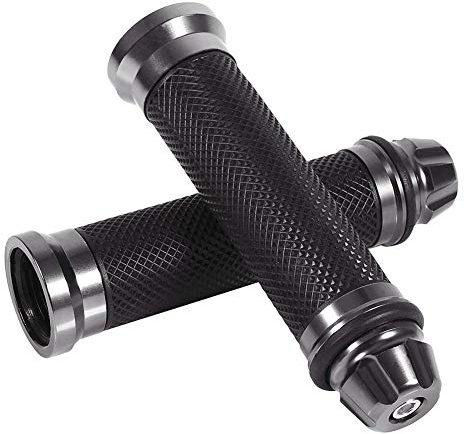 Keenso Motorrad Lenkergriffe, 1 Paar Universal Motorrad 7/8 Zoll Lenker Handgriffe CNC Aluminium Griffe für Motorrad Fahrrad (Titanfarbe)