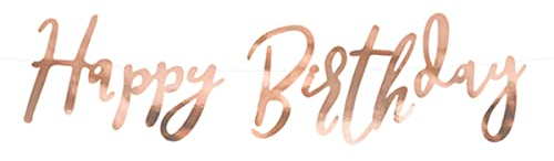 Générique - Guirlande en Carton Happy Birthday Rose Gold métallisée 16,5 x 62 cm