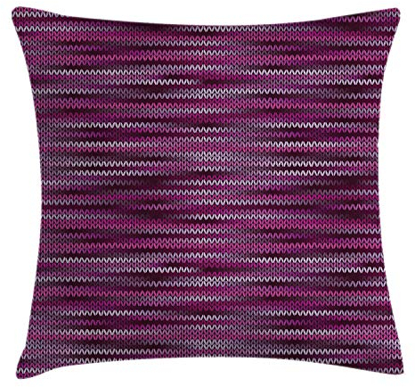 ABAKUHAUS Magenta Kissenbezug, Vintage Strickmuster, Waschbar mit Reißverschluss Kissenhülle mit Farbfesten Klaren Farben Beidseitiger Druck, 45 x 45 cm, Fuchsienfarben Violett