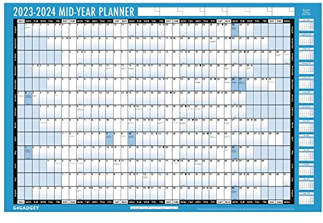 2023-2024 Mid Year Planner A1 Large Laminated Academic Wall-Planner 88CM X 58CM with Dry Wipe Marker Pen & Sticker Dots