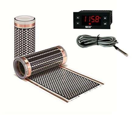 3m 130Watt 12V Niedervolt Carbon Heizfilm mit Thermostat - Bodenheizung im Wohnwagen, individuelle Projekte, Akkukoffer-Heizung, Bienenstock-Heizung, Modellbau