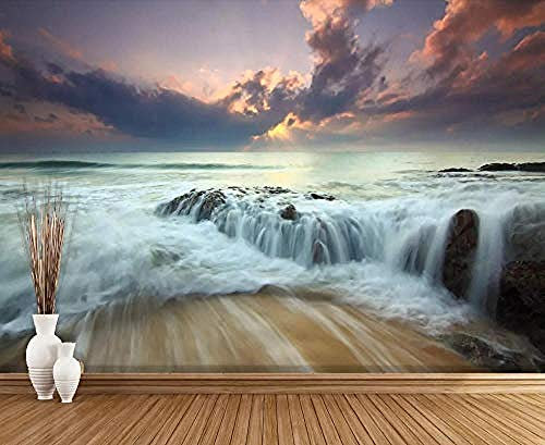 Sunset Wave Modern Cloud Wallpaper 3D Mural Wall Wallpaper Wallpaper Grey Wall Sticker Border self Adhesive Brick Bathroom Silver Bedroom Borders Glitter Kitchen Steamer Rose Gold purple-150cm×105cm