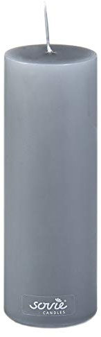 Sovie CANDLES Stumpenkerzen | Flachkopfkerze Blockkerze | Brenndauer ca. 42 Std. | Ø 50 mm x H 150 mm | 12 Stück (Grau)