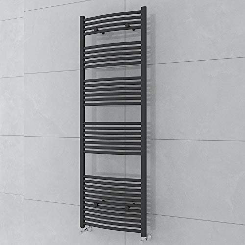 Warmehaus Towel Radiator 1800 x 600mm Grey Contemporary Bathroom Towel Rail - Curved