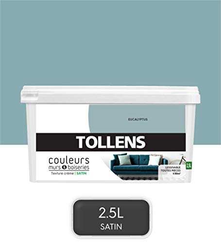 Tollens - Peinture Couleurs - Murs et Boiseries - Toutes pièces - Ultra résistante - Satin - Eucalyptus - 2,5L = 30m2