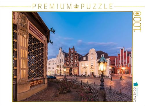 CALVENDO Puzzle Wasserkunst am Marktplatz der Hansestadt Wismar | 1000 Teile Lege-Größe 64 x 48 cm Foto-Puzzle für glückliche Stunden