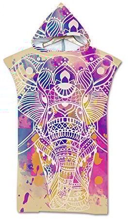 Hearda Schwimmen Surfen Strand Poncho, Saugfähiges Schnelltrocknend Kapuzenhandtuch, Mikrofaser-3D Tiernmuster Kleidung wechseln Bademantel für Herren Damen (Exotisch,110x75cm)