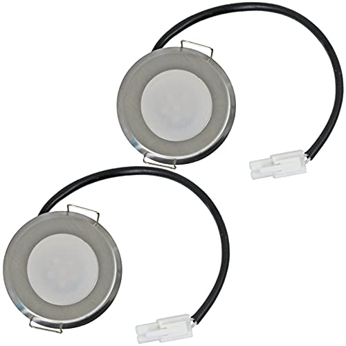 SPARES2GO Universal Cooker Hood LED Light Vent Extractor Lamp Round 54.5mm 1.6W Pack of 2