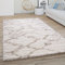 Paco Home Hochflor Teppich Wohnzimmer Schlafzimmer Boho Skandinavisch Shaggy Modern Rautenmuster, Grösse:120 cm Rund, Farbe:Creme Beige