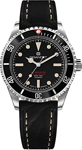Gigandet Herren-Automatikuhr Sea Ground 100 Vintage - Made in Germany - Saphirglas - Swiss Super Luminova - Edelstahl - Taucheruhr - 100m/10bar wasserdicht - 40mm - G100-003