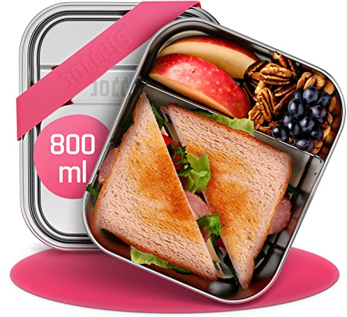 boddels Edelstahl Brotdose mit Fächern 800ml inkl. flexiblem Trenner Brotbox Brotdose Edelstahl Brotdose Kinder mit Fächern Lunchbox Kinder