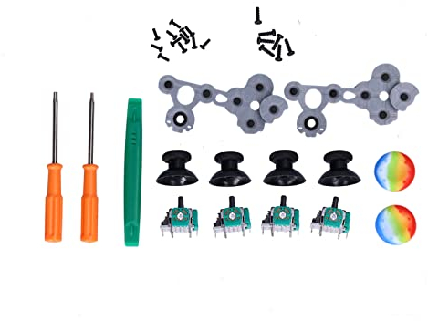 Kit di Riparazione per One Controller, 4 Joystick Analogici 3D 4 Sensore a Levetta 2 Gomma Conduttiva 2 Cappuccio in Silicone Arcobaleno con Cacciavite T6 T8 per One