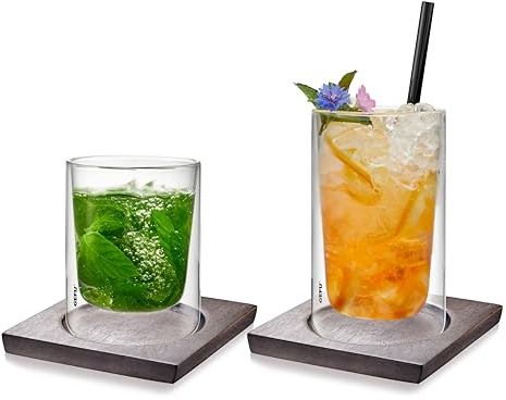 GEFU Untersetzer MIRA, groß– 2 Stück, Untersetzer aus Akazienholz, Glasuntersetzer, Tischschutz, ideal für Thermoglas MIRA