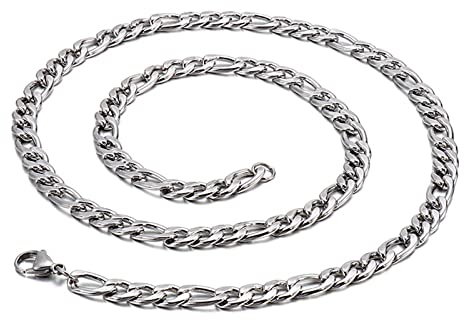 Mesnt 45CM Kette Ohne Anhänger 3mm Einfache Figarokette aus Edelstahl Silber
