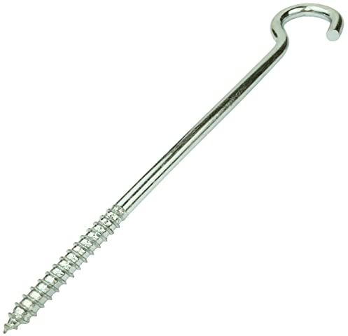 AERZETIX - C57999 - Set mit 5 Haken abgewinkelte augenschrauben zum schrauben Ø8x150mm in form C - offener haken mit selbstschneidender schraube - aus verzinktem stahl - farbe silber