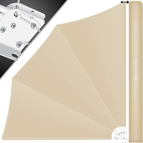 KESSER® Toldo de Balcón Plegable con Soporte de Pared | 140x140cm | Protección Visual Viento Balcón | Paravientos | Resistente a la Intemperie | Material de Montaje Incluido | Beige