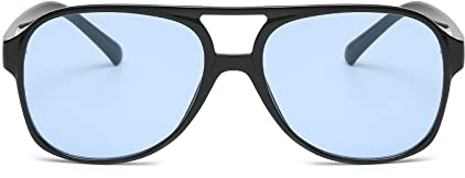 YUELUQU Polarisierte Sonnenbrille Damen Herren Retro 70er Jahre Vintage Eckig Kunststoff Trendy Damen Herren Sonnenbrillen (Schwarz-blau)