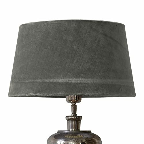 LOBERON Lampenschirm Anfor, für Tisch- oder Stehlampen, passend für einen Lampenfuß mit E27-Fassungen, Wohn-Accessoire, Wohndeko, Eisen, Baumwollsamt, grau