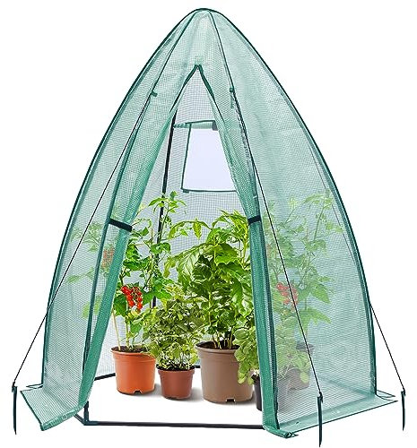 Ohuhu Gewächshaus Foliengewächshaus Überwinterungszelt 160x180cm, Tomatengewächshaus Winterschutz, PE Grün Überwinterungszelt für Pflanzen Wetterfest Mehrzwecktreibhaus Pflanzenhaus