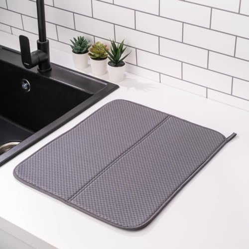 Homelka Abtropfmatte Geschirr für Küche, Abtropfmatte Spüle, Für verschiedene Zwecke dish drying mat, Stilvoll und effektiv Praktische Geschirrmatte 45x36x0,6 cm Anthrazit