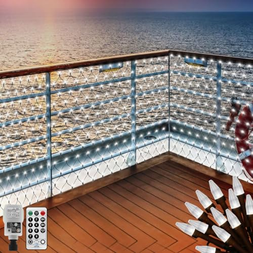 CERIAL 6 X 2M Außen Lichternetz for Bushes mit Stecker,Diamant 300LED Lichterkette Netz Weihnachts Außen Garten Mesh Weihnachtsbeleuchtung Wasserdichte mit Fernbedienung für Christmas(Weiß)