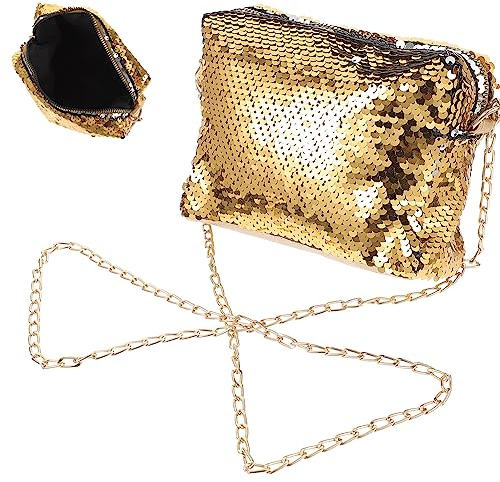 WRITWAA Elegante Abendtasche FüR Damen Aus Glitzerndem Gold, MittelgroßE Clutch Mit Schulterriemen, Perfekt FüR Partys Und Hochzeiten