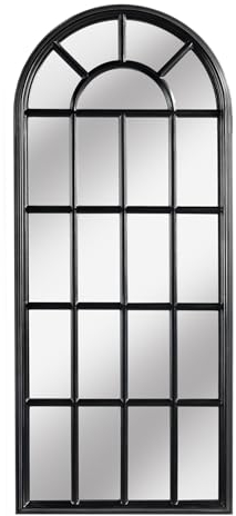 Riess Ambiente Design Wandspiegel Castillo 140cm schwarz Landhausstil Fenster Fensterspiegel Ganzkörperspiegel Spiegel Landhausspiegel Standspiegel