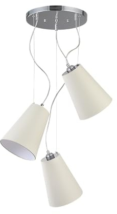 GTV - Deckenlampe Kasel | 3*E27 Hängelampe Ø46cm Breit Wohnzimmerlampe Esstisch Esszimmerlampe | AC220-240V, 50/60Hz | 3 Flammig | Creme