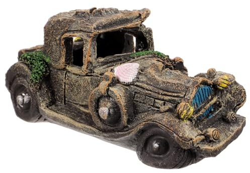 BESPORTBLE Aquarium Dekoration Auto Aus Harz Versteck Für Fische Garnelen Vintage Auto Ornament Für Aquarien Robustes Sicheres Material Installieren Geeignet Für Verschiedene Aquarienarten