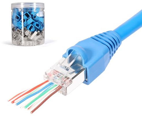 Lsoar 50-Pack Cat 6 Shielded Pass Through RJ45 Connectors Modular Connectors with 50-Pack RJ45 Boot Cover