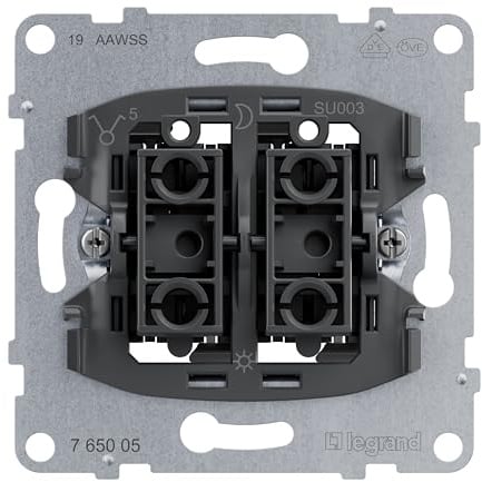 LEGRAND, SEANO Serienschalter-Einsatz, Steckklemmen, 2x LED-Beleuchtungsfunktion nachrüstbar (Artikelnummer: 764526), 2x LED-Kontrollfunktion nachrüstbar (Artikelnummer: 764521), 10AX, 765005