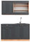 Vicco Singleküche Fame-Line, Anthrazit Landhaus/Goldkraft Eiche, 140 cm, AP Anthrazit