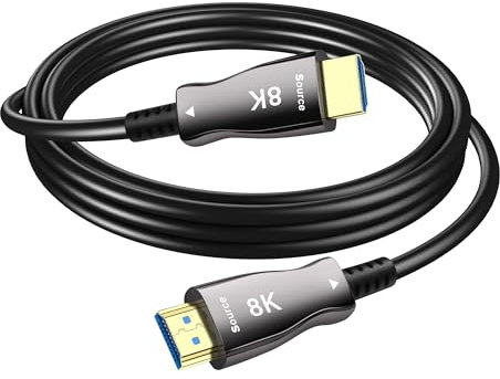 SinLoon Fibra Óptica HDMI Cable Ultra 8K de alta velocidad HDMI 2.1 Cable 48Gbps 8K @ 60Hz 4K @ 120Hz Soporte DDC CEC HPD eARC Compatible con HDTV Xbox Blu-ray Monitor Proyector portátil (10FT)