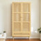 Moimhear Armario con barra, armario de 2 puertas, dormitorio, red de ratán, sala de estar, con tapa inferior abatible, tableros de partículas+ratán de polietileno, natural