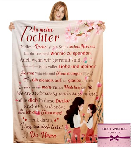 NlsqEU Geschenk für Tochter - Kuschelige Decke von Mama für Damen 150x130CM(German)