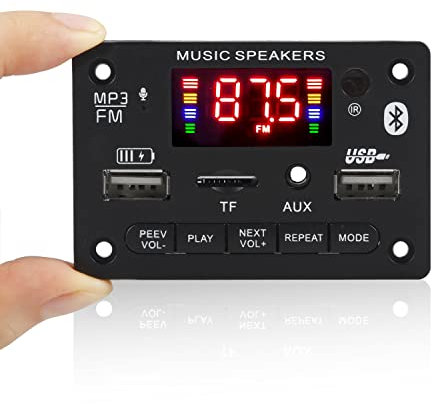 Amplificador Hi-Fi,Amplificador de Audio Placa decodificadora de Amplificador de Potencia Digital de Audio estéreo Bluetooth Clase D de 2 * 25 W, módulo de Reproductor de MP3 con Radio FM y grabación