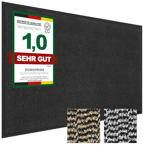 DOMOPRIMA Schmutzfangmatte geruchsneutral hochwertig für Innen Außen rutschfest wetterfest Eingangsbereich Außenbereich Fußmatte Eingangsmatte Sauberlaufmatte (schwarz meliert, 60 x 90 cm)