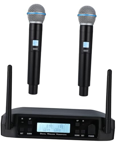 ifundom 2pcs Wireless Microphone System for Singing Cordless Design Stable Reception Compatible Mixers Amplifiers Great Sound Quality for Karaoke Speech and Events Uk