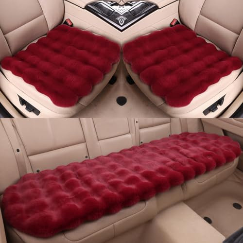 LJDMNHUJA Warmes Autositzkissen für Opel Astra J 2009-2015,Winter Plüsch Weich Keine Rückenlehne Rutschfester Sitzkissen Set Interieur Zubehör,A-Red