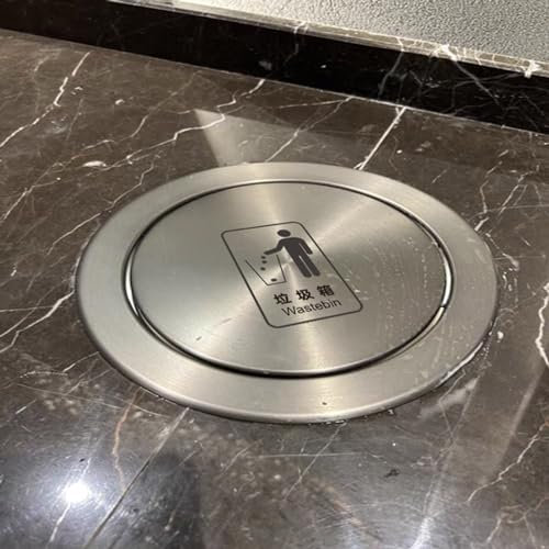 Cubo de basura de mostrador para muebles de cocina, cubo de basura de acero inoxidable integrado, cubo de basura empotrado a ras de cocina, cubo de basura oculto con puerta inco (One-Round Cover 21 x