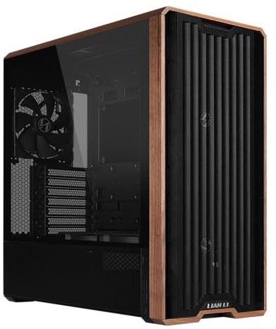 Lian Li LANCOOL 217 Genuine Walnut Wood ATX Computer Case with 5 PWM Fans Pre-Installed 2x170mm, 2x120mm and 1x140mm Power Supply and Cable Installation