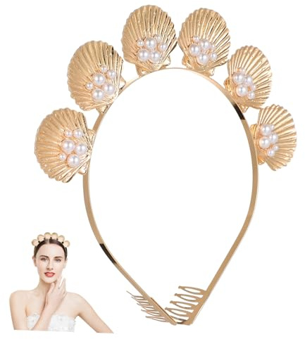 Meerjungfrau Haarschmuck Muschel Haarreif Goldener Alloy Muschel Haarreif Kreatives Design FüR Strandurlaub Fasching Karneval Damen Und MäDchen Eleganter Haarschmuck FüR Party Alltag