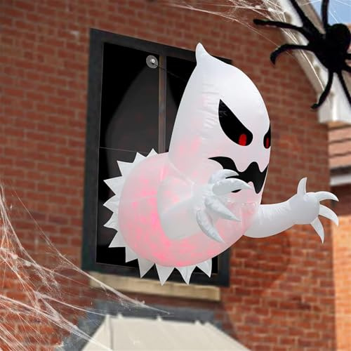 Aufblasbarer Gruseliger Fliegender Geist | Mit LED -Leuchten Und Luftgebläse | Aus Dem Fenster Ausgebrochen | Blocken Sie Beängstigende Halloween -Dekoration | Halloween Schlauchboote Im Freien