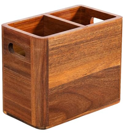 Range-couverts - Récipient à couverts en bois divisé, étagère de table style champêtre | Rangement d'ustensiles durable pour cuisine, pique-nique, vacances, etc