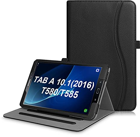 Fintie Hülle für Samsung Galaxy Tab A 10,1 Zoll T580N / T585N 2016 Tablet - Multi-Winkel Betrachtung Schutzhülle Cover Case mit Dokumentschlitze, Standfunktion, Auto Wake/Sleep Funktion, Schwarz