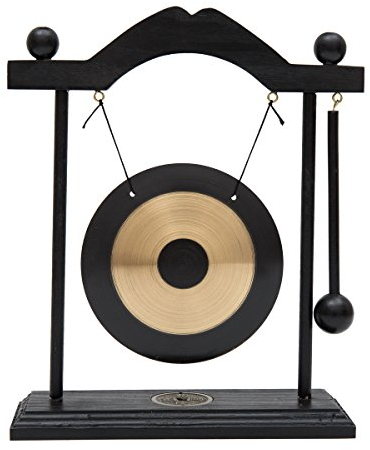 THY COLLECTIBLES Zen Art Feng Shui Desktop Gong aus Messing mit Rammer Tai Ji Circle B 10 x H 8,5 x T 2,75 cm