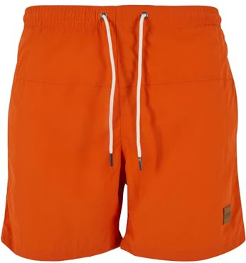 Urban Classics Herren Block Swim Shorts – Badeshorts mit Kordelzug & Taschen, schnelltrocknend, ideal für Strand, Pool & Urlaub,Rust Orange,XL